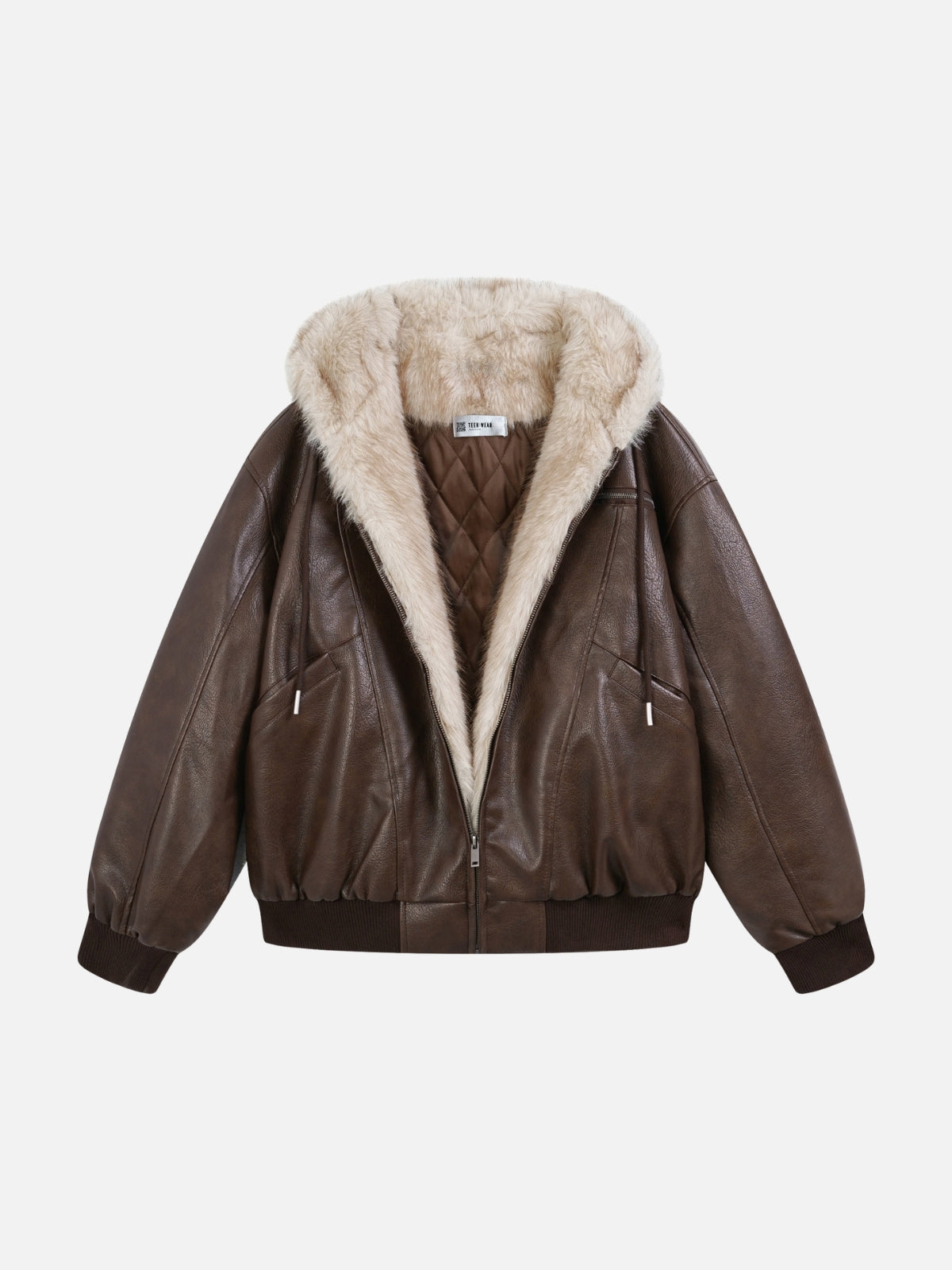 LUSTICA - Oversized Basic Faux Leather Jacket