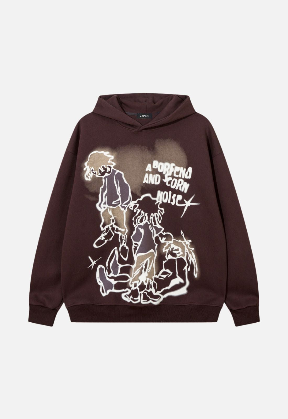 NATIONAL - Oversized Print Hoodie Brown | TEENWEAR.EU