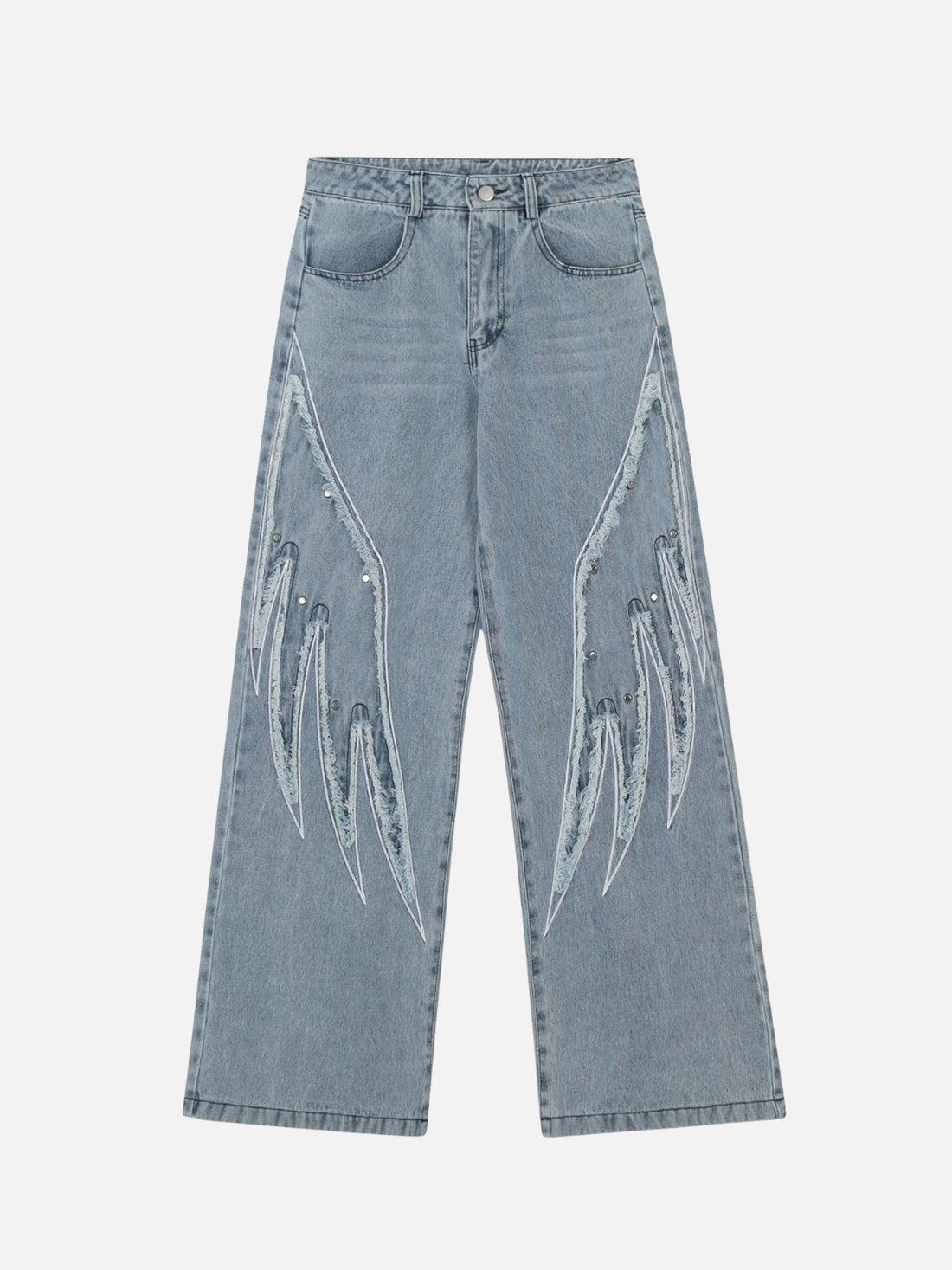 WINGS - Baggy Embroidered Jeans Blue | TEENWEAR.EU