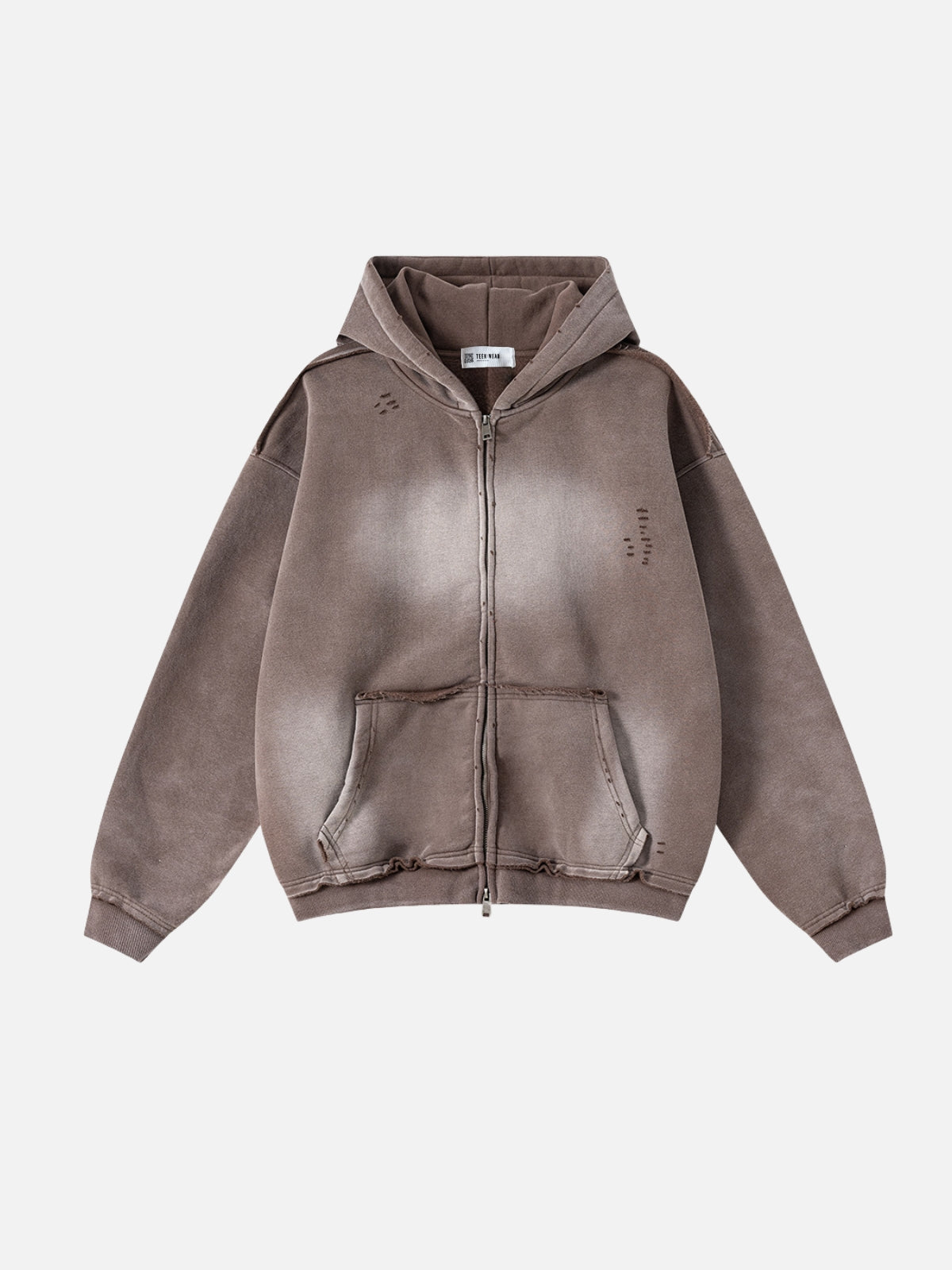 DESTROYLI - Premium Oversized Basic Zip Up Hoodie Brown | TEENWEAR.EU