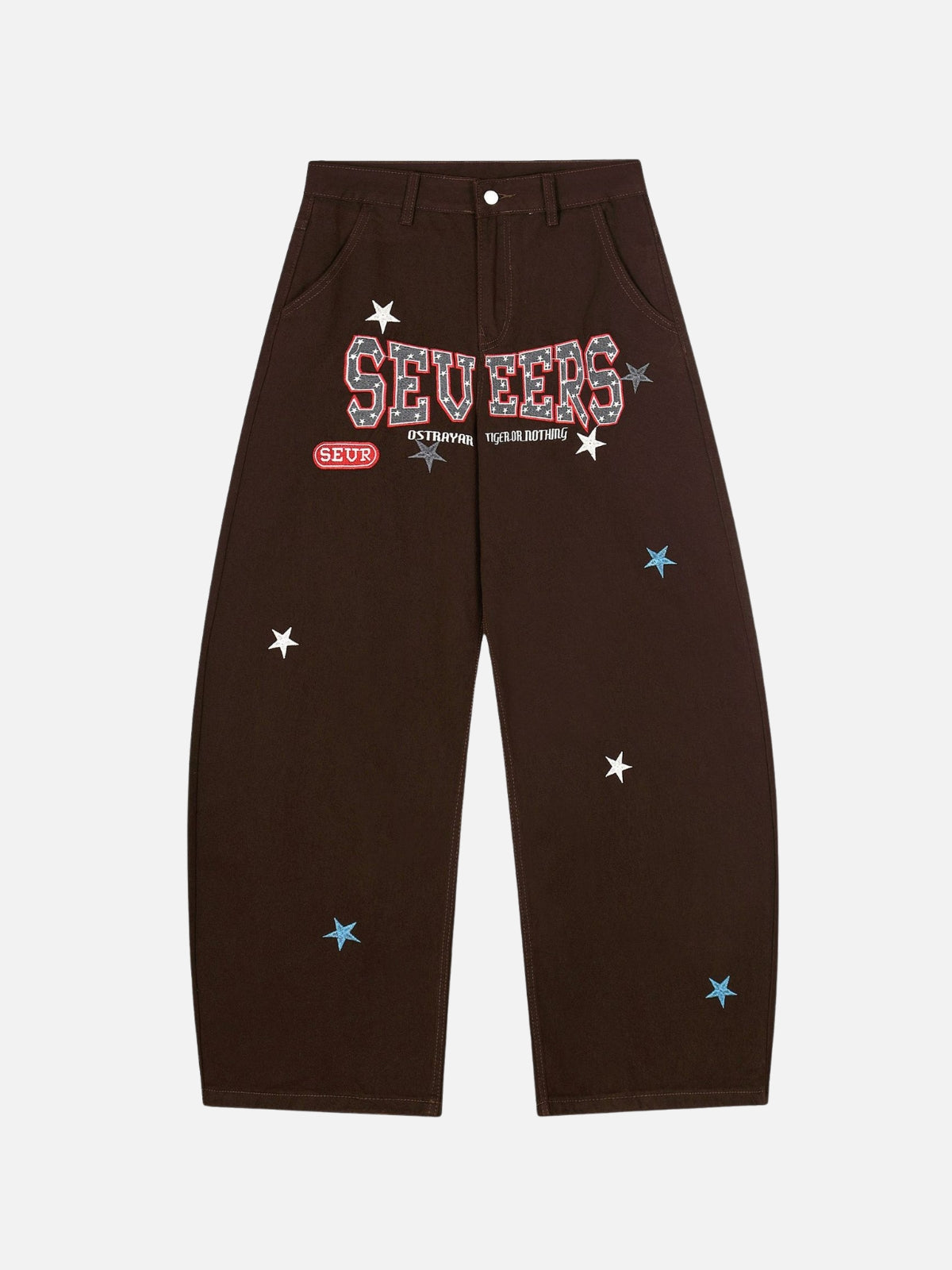 SEVEERS - Baggy Graphic Embroidered Jeans Brown | TEENWEAR.EU