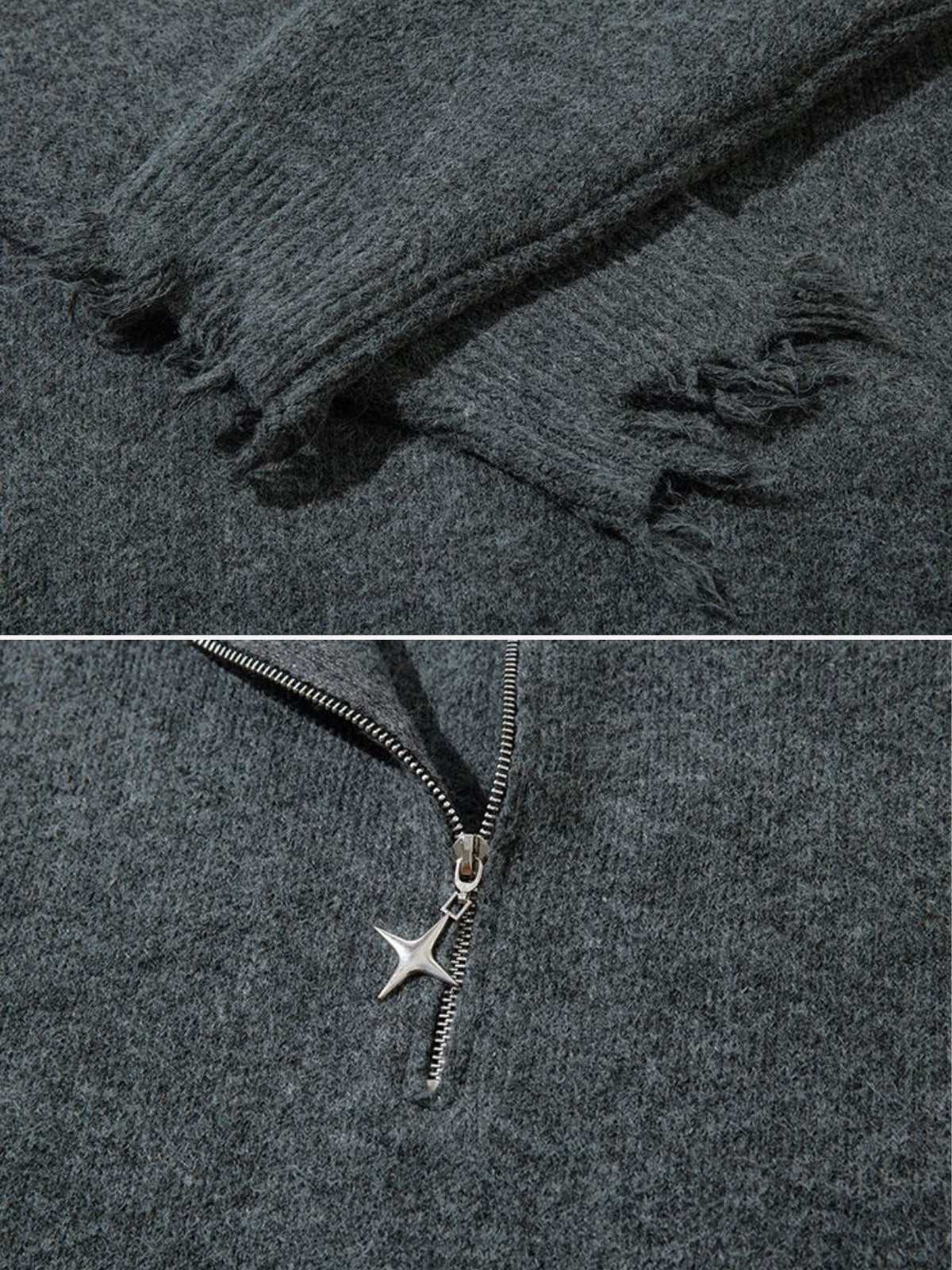 TOORNS - Oversized Basic Ripped Quarter Zip Sweater | TEENWEAR.EU