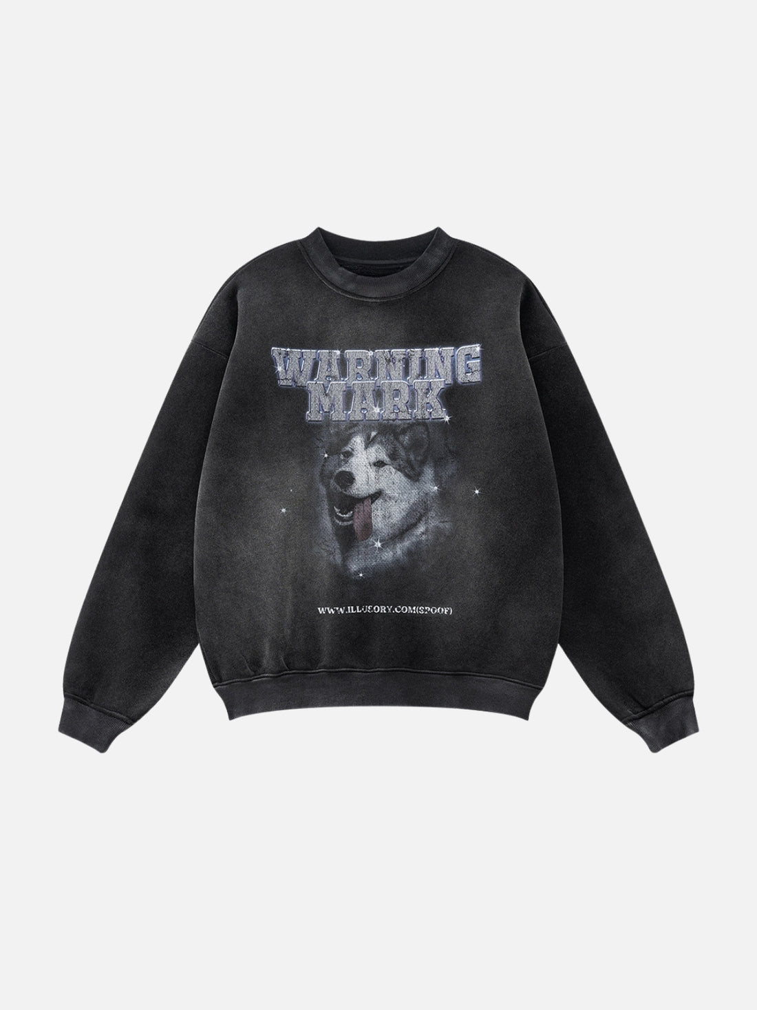 ILLUSORY - Oversized Print Crewneck Washed Black | TEENWEAR.EU