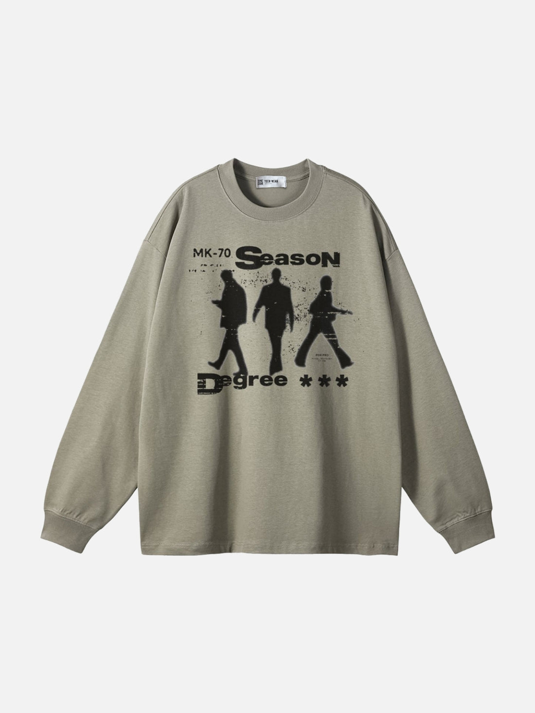 SEASON DEGREE - Oversized Print Long Sleeved T-Shirt Green | TEENWEAR.EU