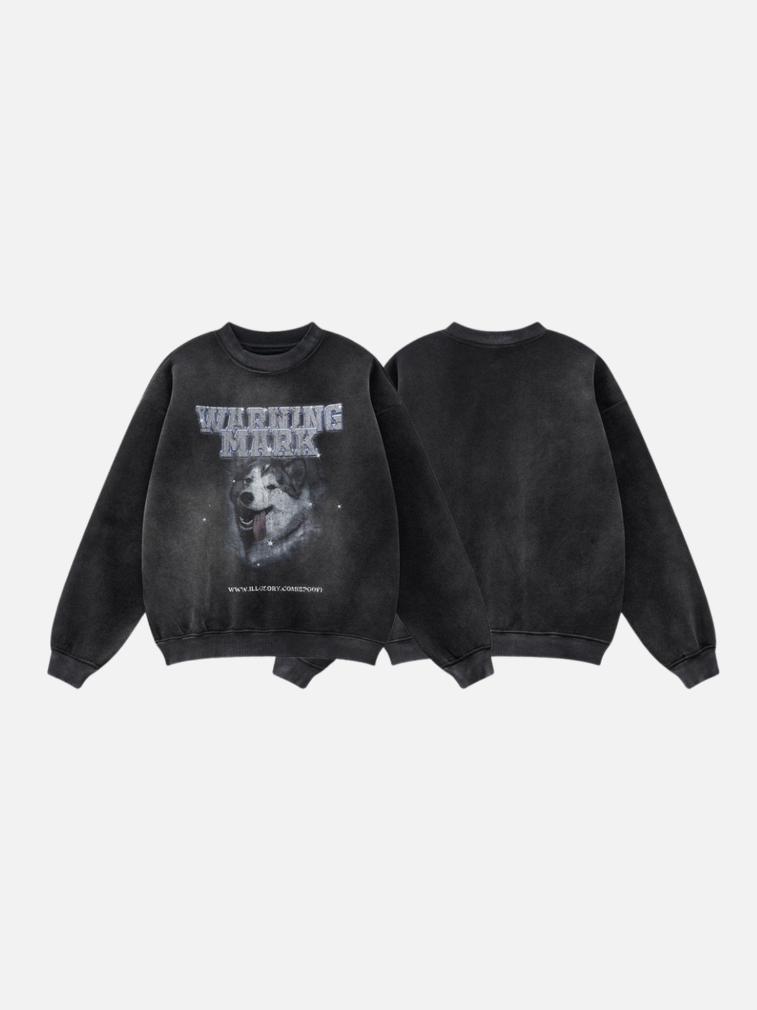 ILLUSORY - Oversized Print Crewneck Washed Black | TEENWEAR.EU