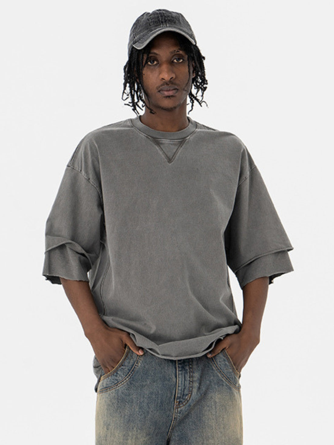 MANGOS - Oversized Basic Layered T-Shirt