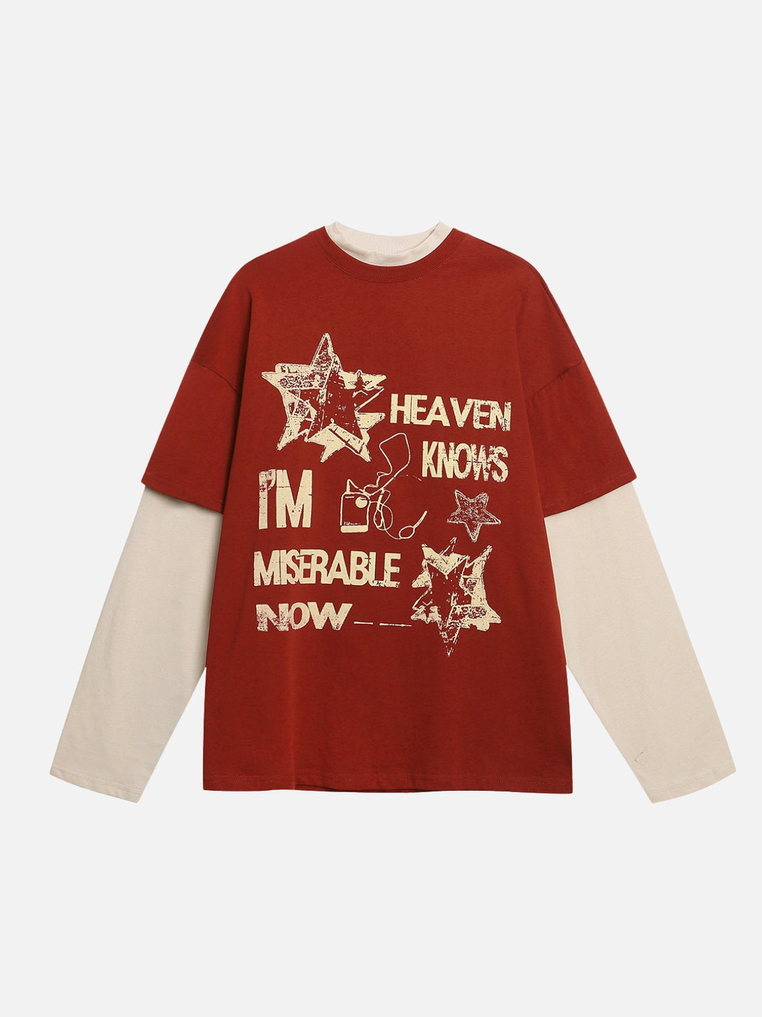 HEAVEN KNOWS - Oversized Print Long Sleeved T-Shirt
