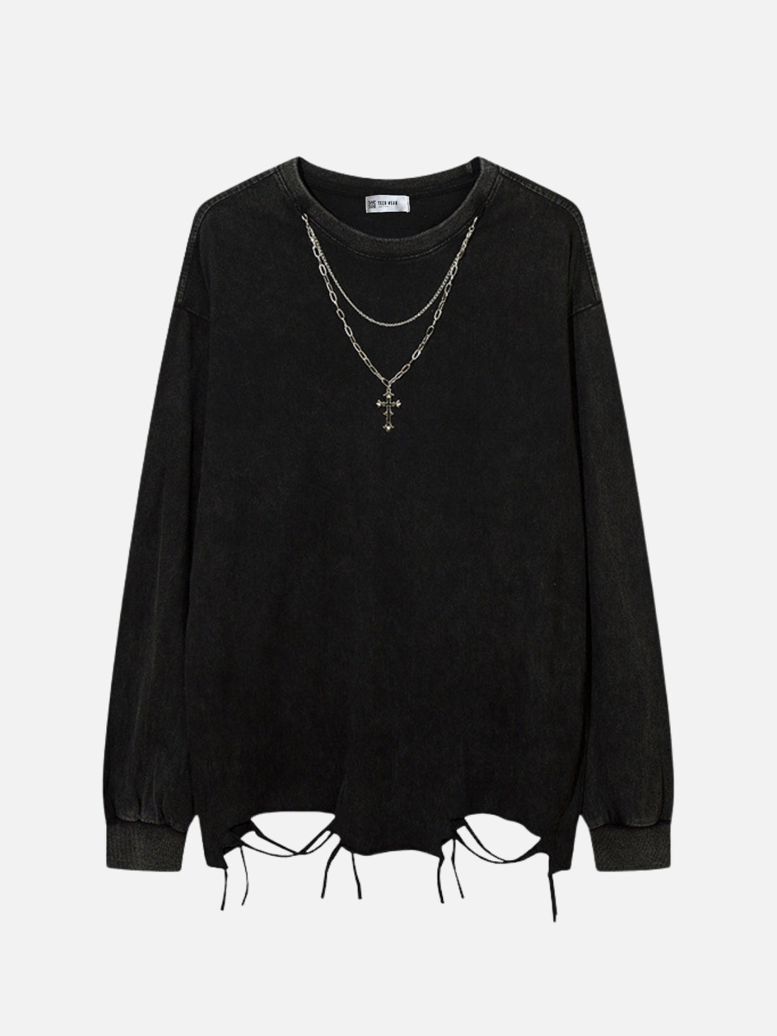 OPIATE - Oversized Basic Sweater With Necklace Black | TEENWEAR.EU