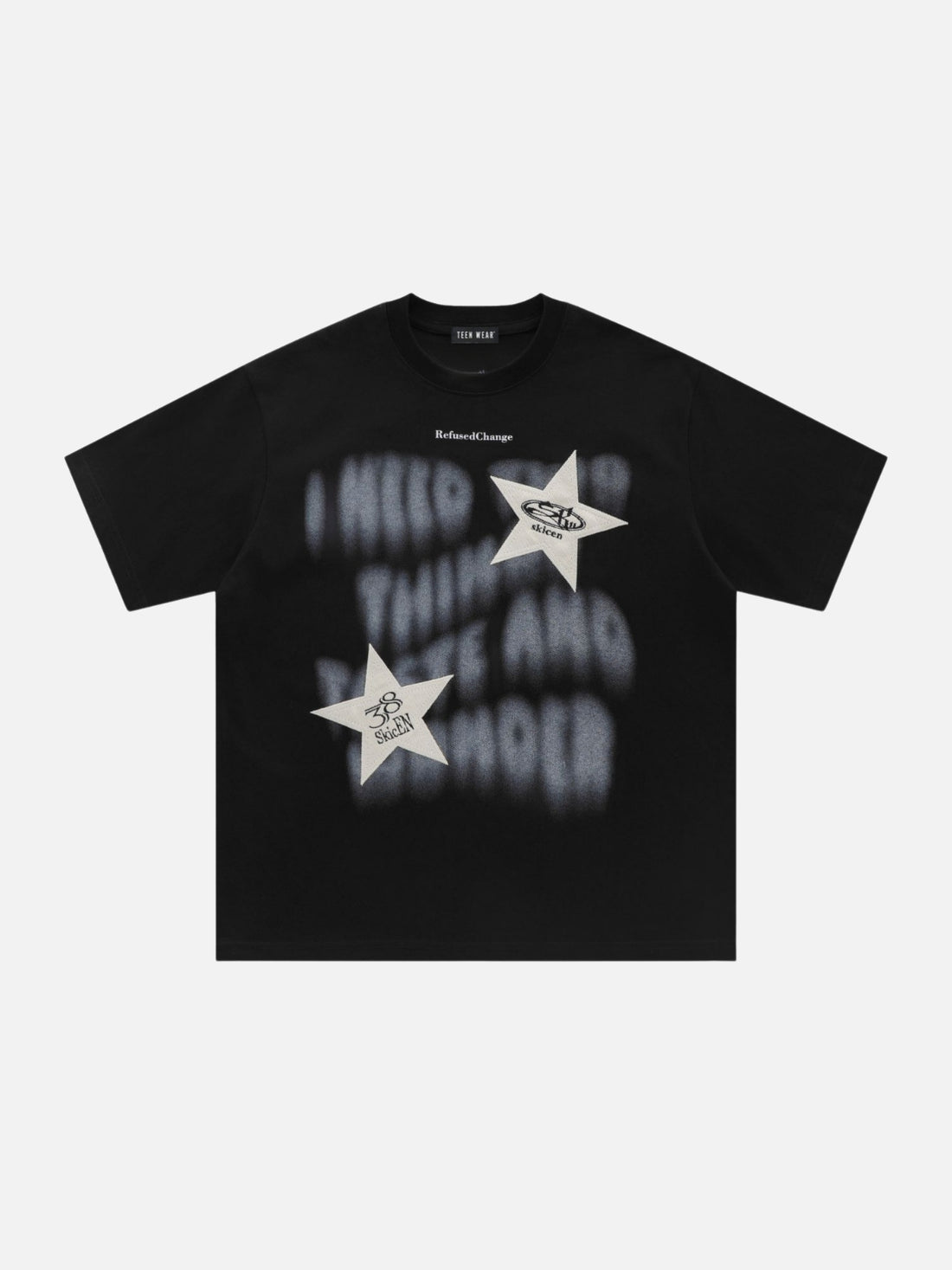 SKICEN - Oversized Print T-Shirt Black | TEENWEAR.EU