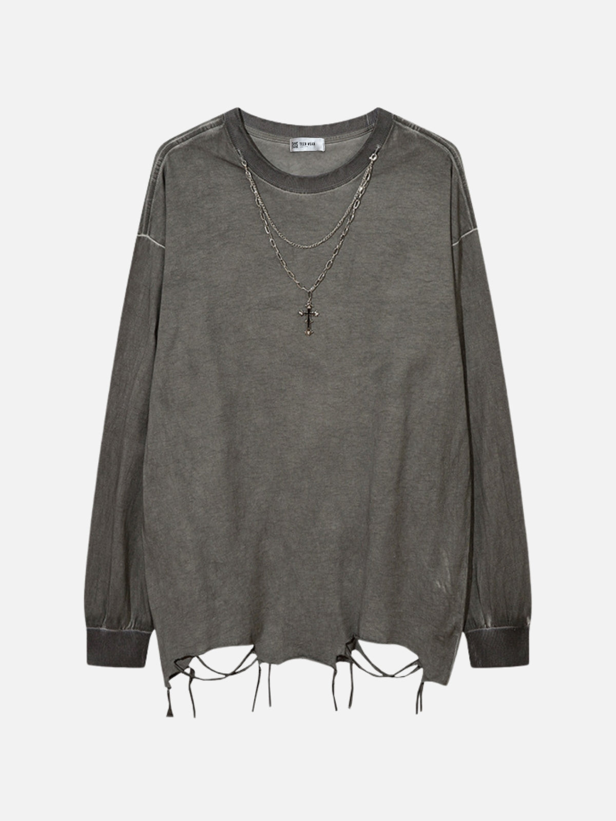 OPIATE - Oversized Basic Sweater With Necklace Grey | TEENWEAR.EU