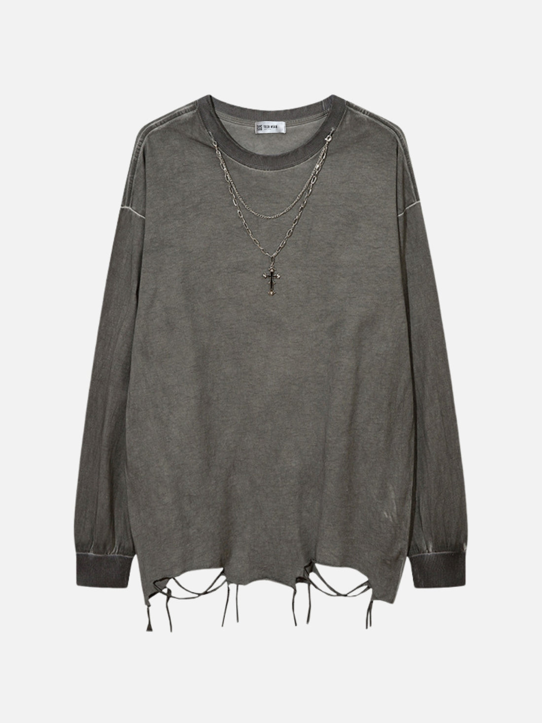 OPIATE - Oversized Basic Sweater With Necklace Black | TEENWEAR.EU