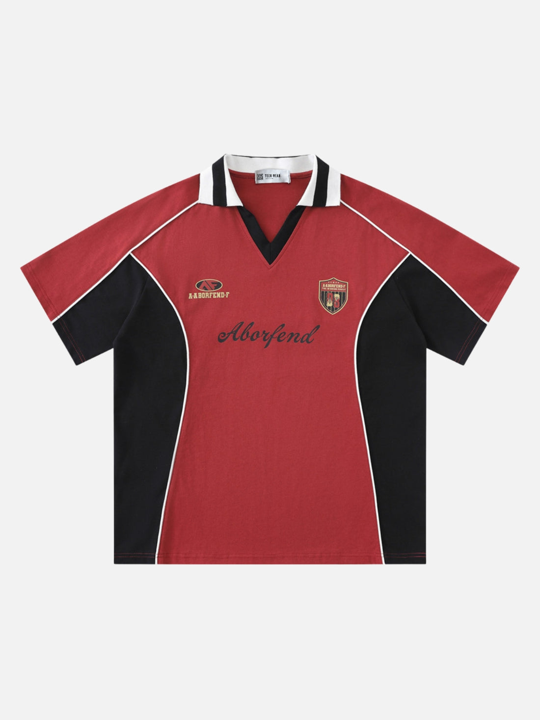 ABORFEND - Oversized Graphic Polo Shirt Red | Teenwear.eu