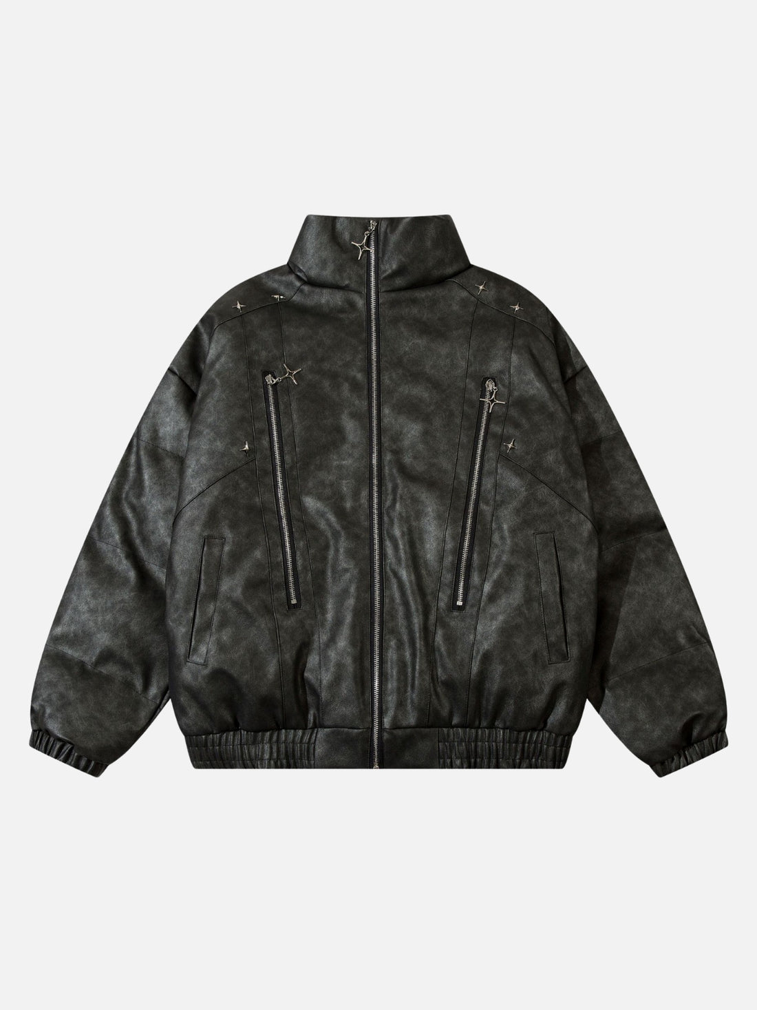 METEOR - Puffer Leather Jacket Black | TEENWEAR.EU