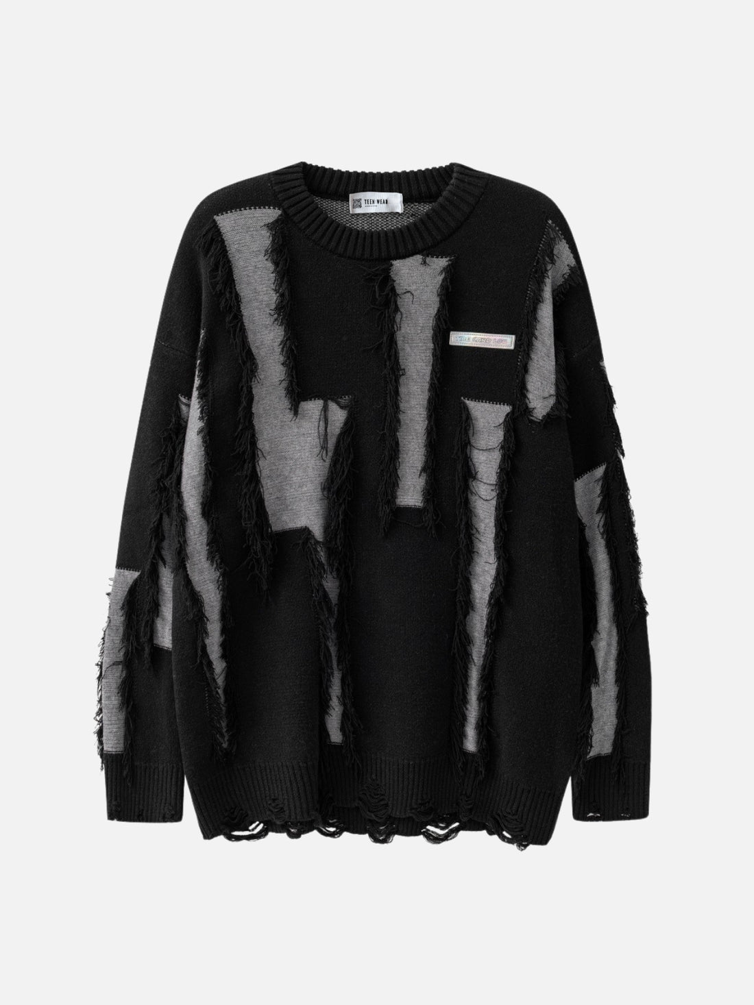 REAPER - Oversized Embroidered Sweater Black | TEENWEAR.EU