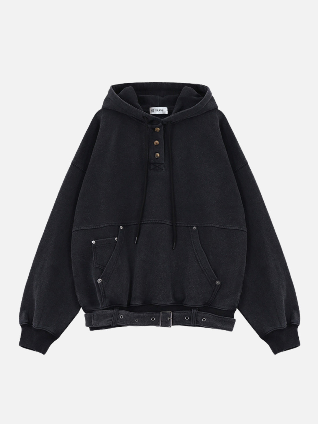 BARBADOS - Oversized Embroidered Hoodie Black | TEENWEAR.EU