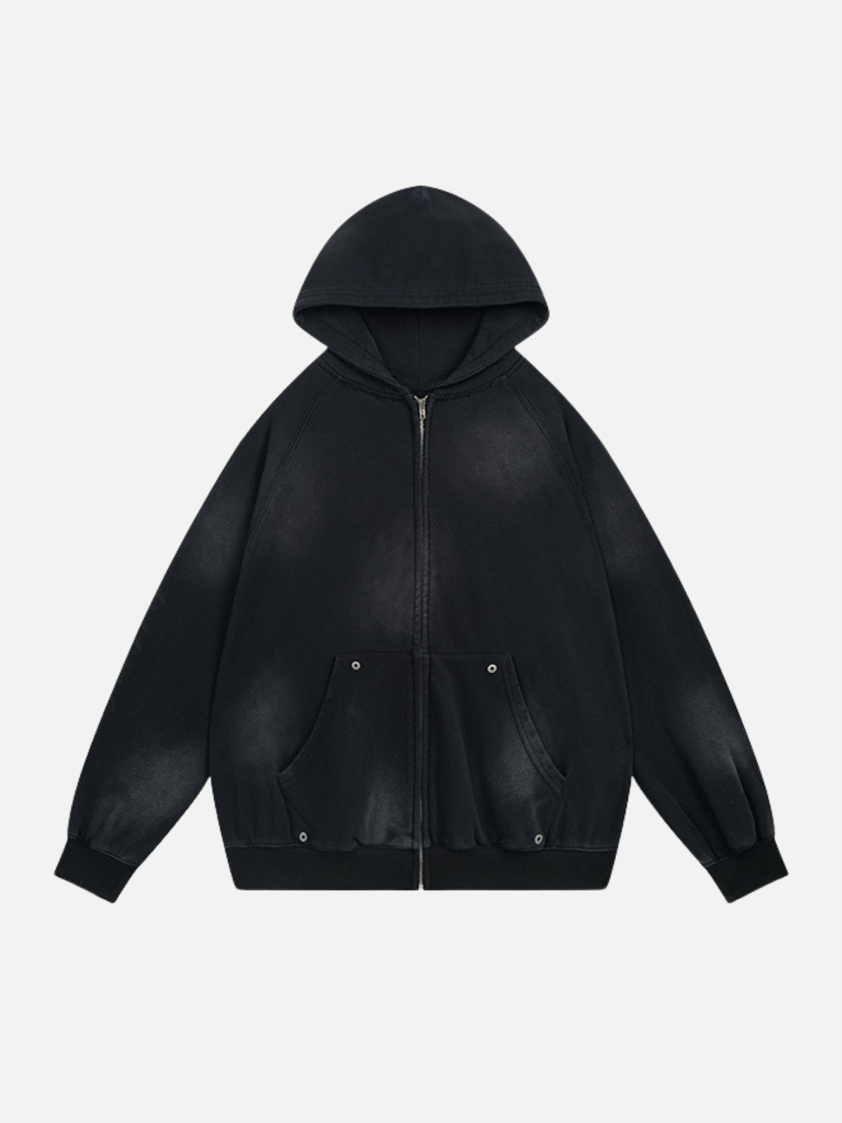 MATERIAL - Oversized Graphic Zip Up Hoodie Black | TEENWEAR.EU