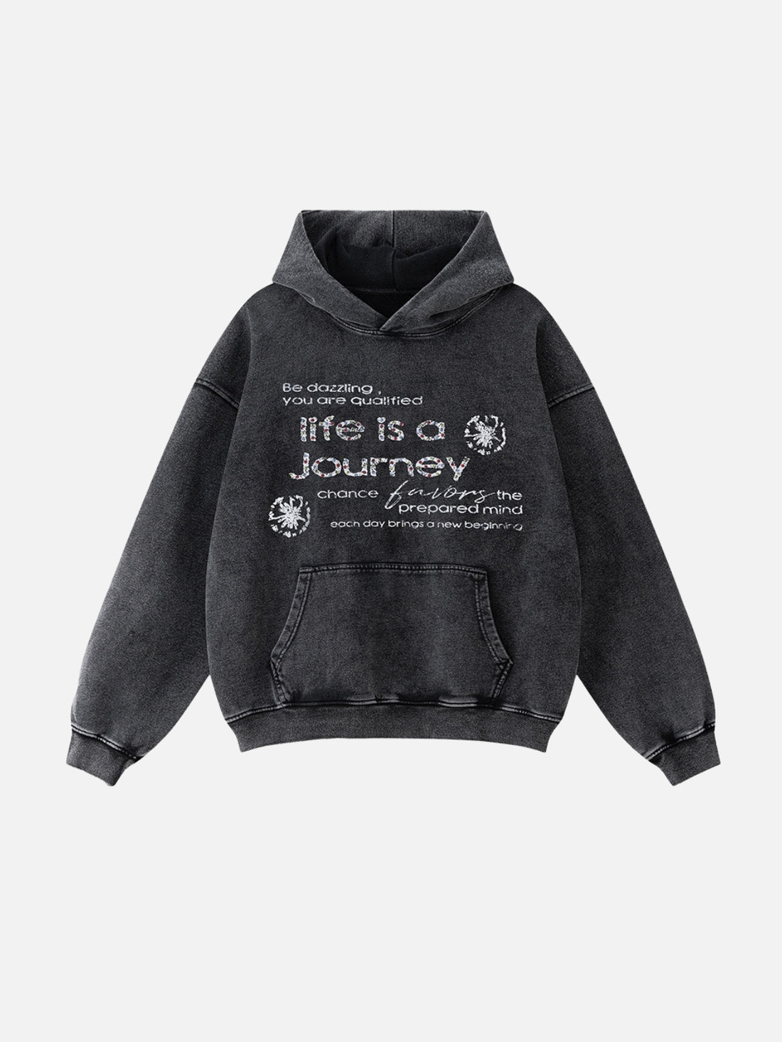 LIFE JOURNEY - Oversized Print Hoodie Grey | TEENWEAR.EU
