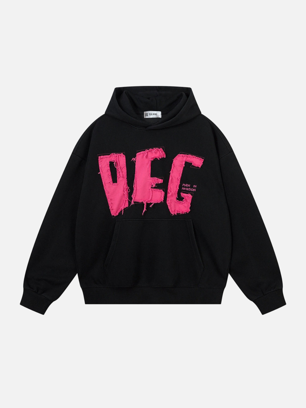 PEC - Oversized Embroidered Hoodie Black | TEENWEAR.EU