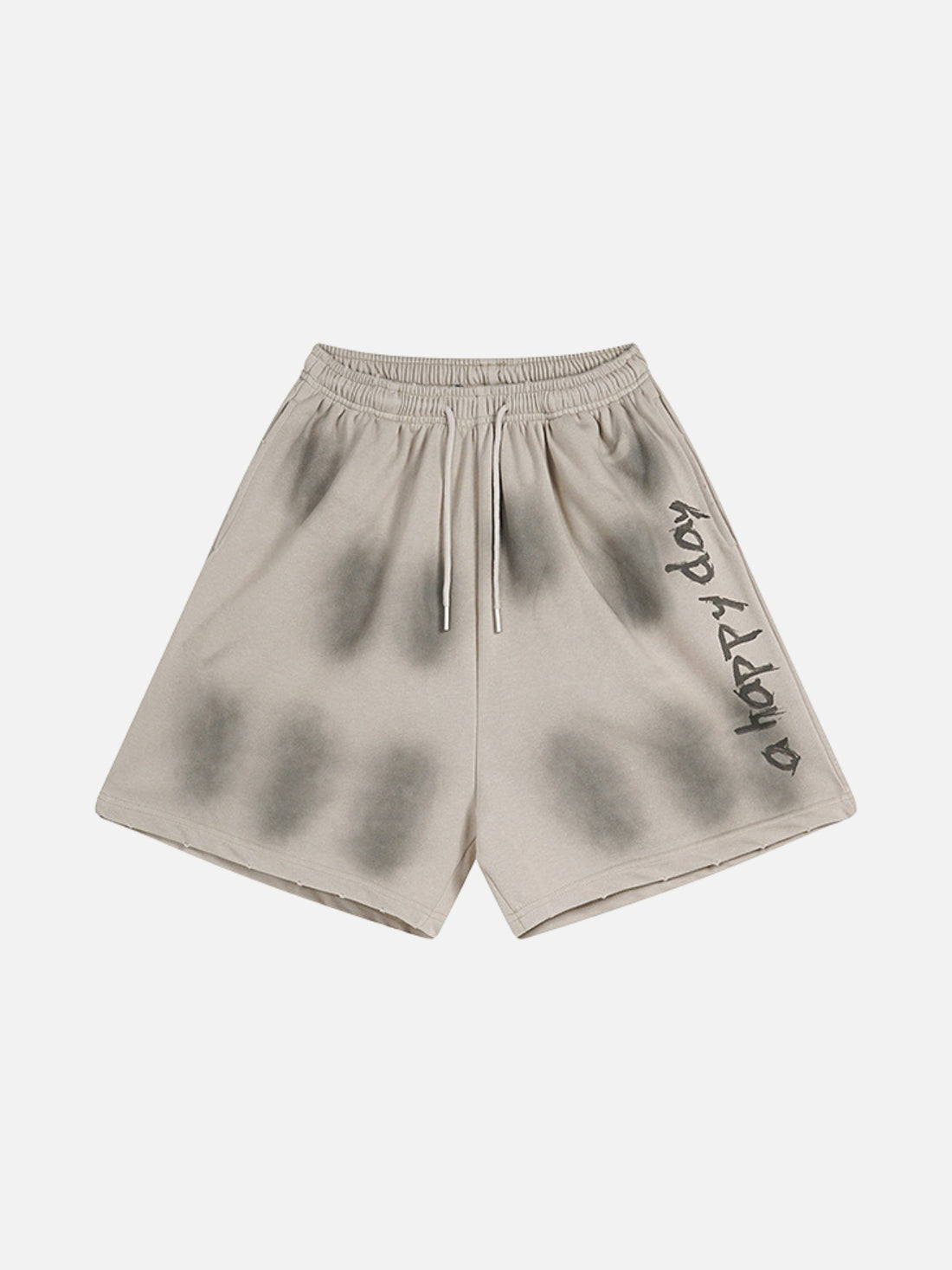 HAPPY DAY - Loose Print Washed Shorts Beige | TEENWEAR.EU