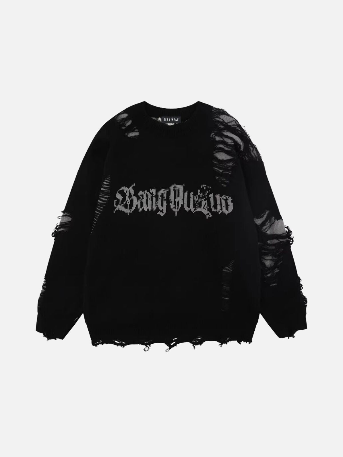 BUSNO - Oversized Graphic Sweater Black | TEENWEAR.EU