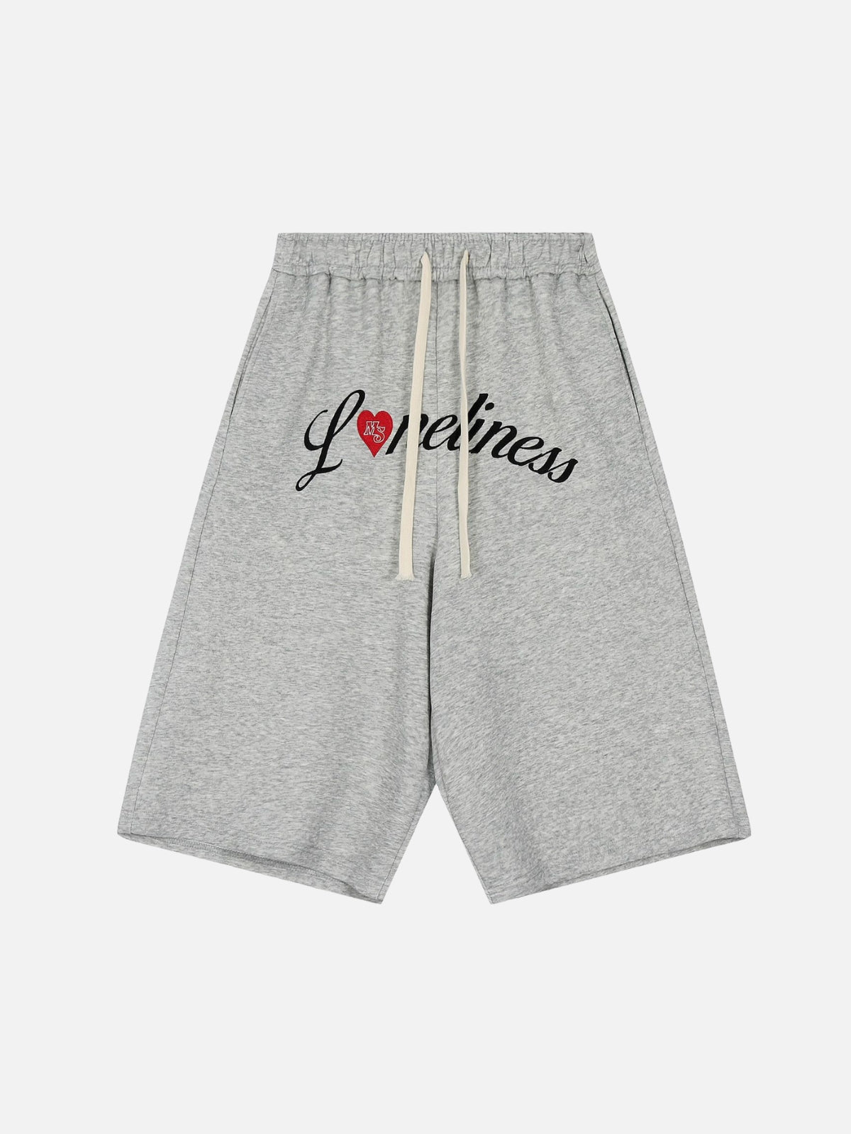 LONELINESS - Baggy Embroidered Jorts Grey | TEENWEAR.EU