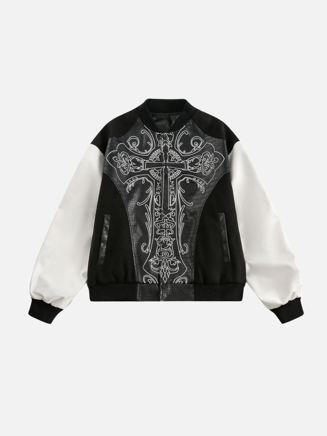 CROSSES - Oversized Graphic Varsity Jacket Black | TEENWEAR.EU