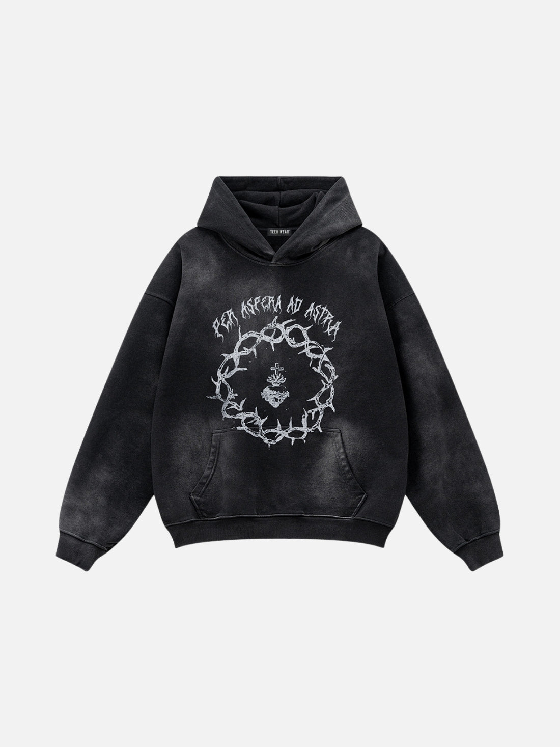 ASTRA - Oversized Print Hoodie Washed Black | TEENWEAR.EU