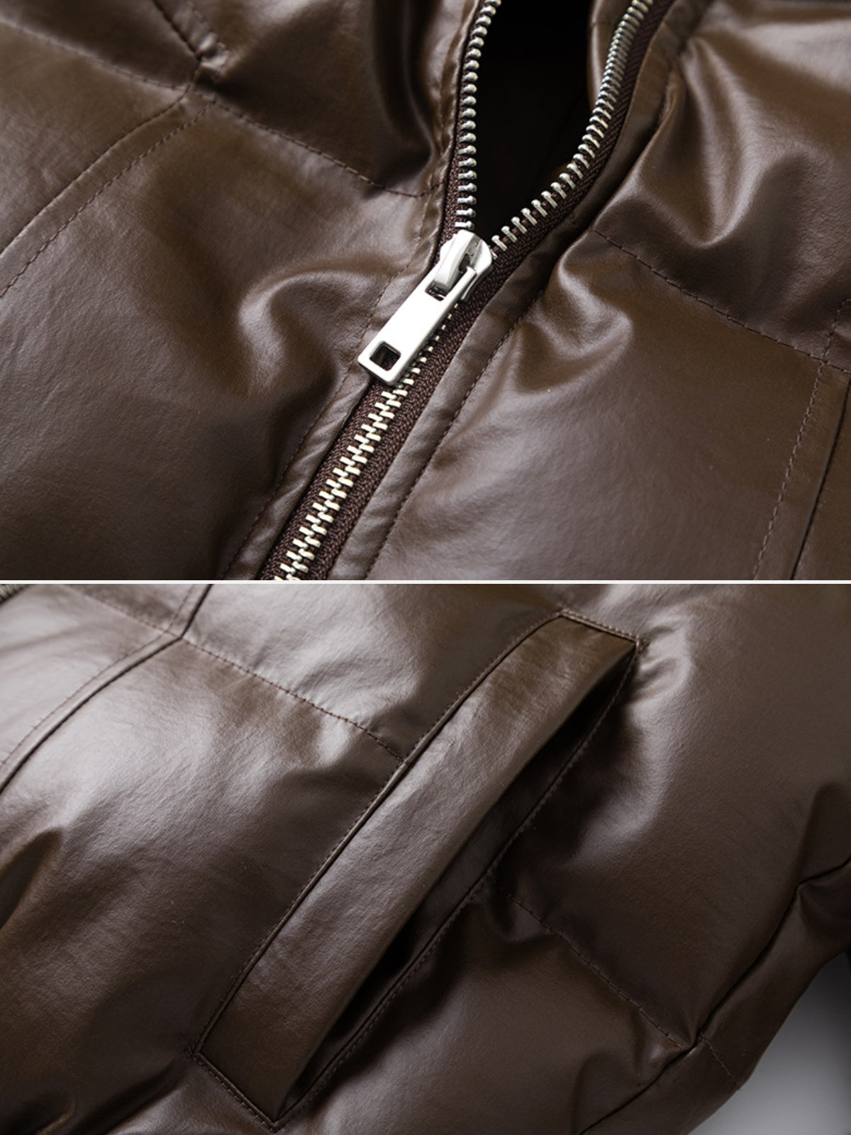 CHOKO – Leather Basic Puffer Jacket