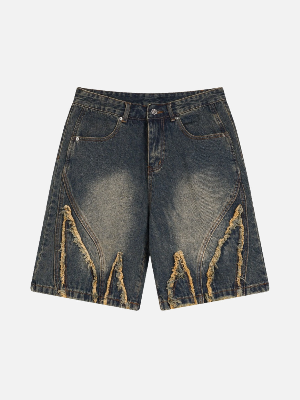 WINGERS - Loose Denim Embroidered Shorts Blue | TEENWEAR.EU