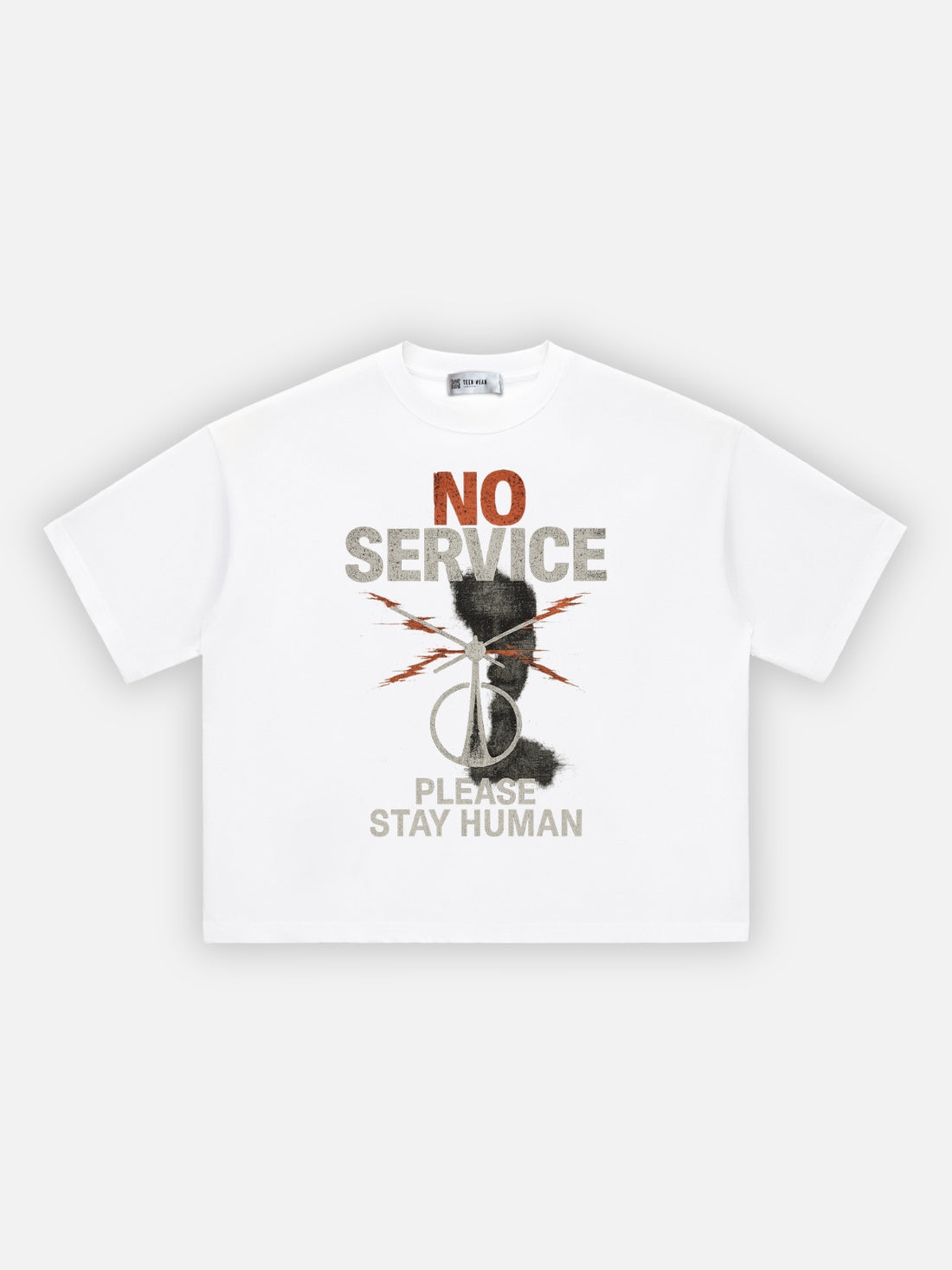 NO SERVICE - Boxy Fit Print T-shirt Black | TEENWEAR.EU