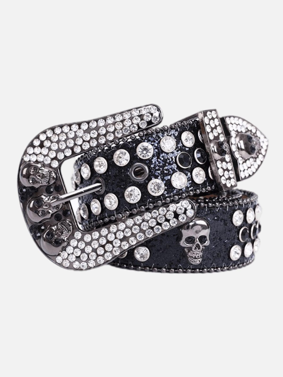 SKULL - Rhinestone Belt Black | TEENWEAR.EU