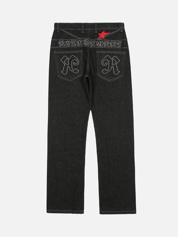STAR - Regular Embroidered Jeans black | TEENWEAR.EU