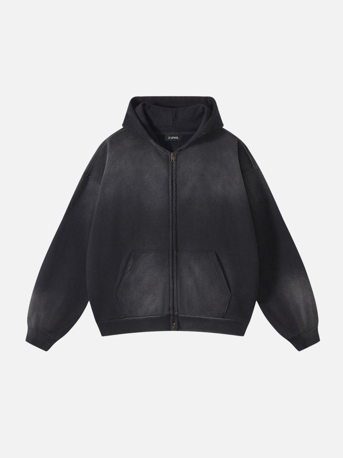 DYED - Cropped Premium Zip Up Hoodie Black | TEENWEAR.EU