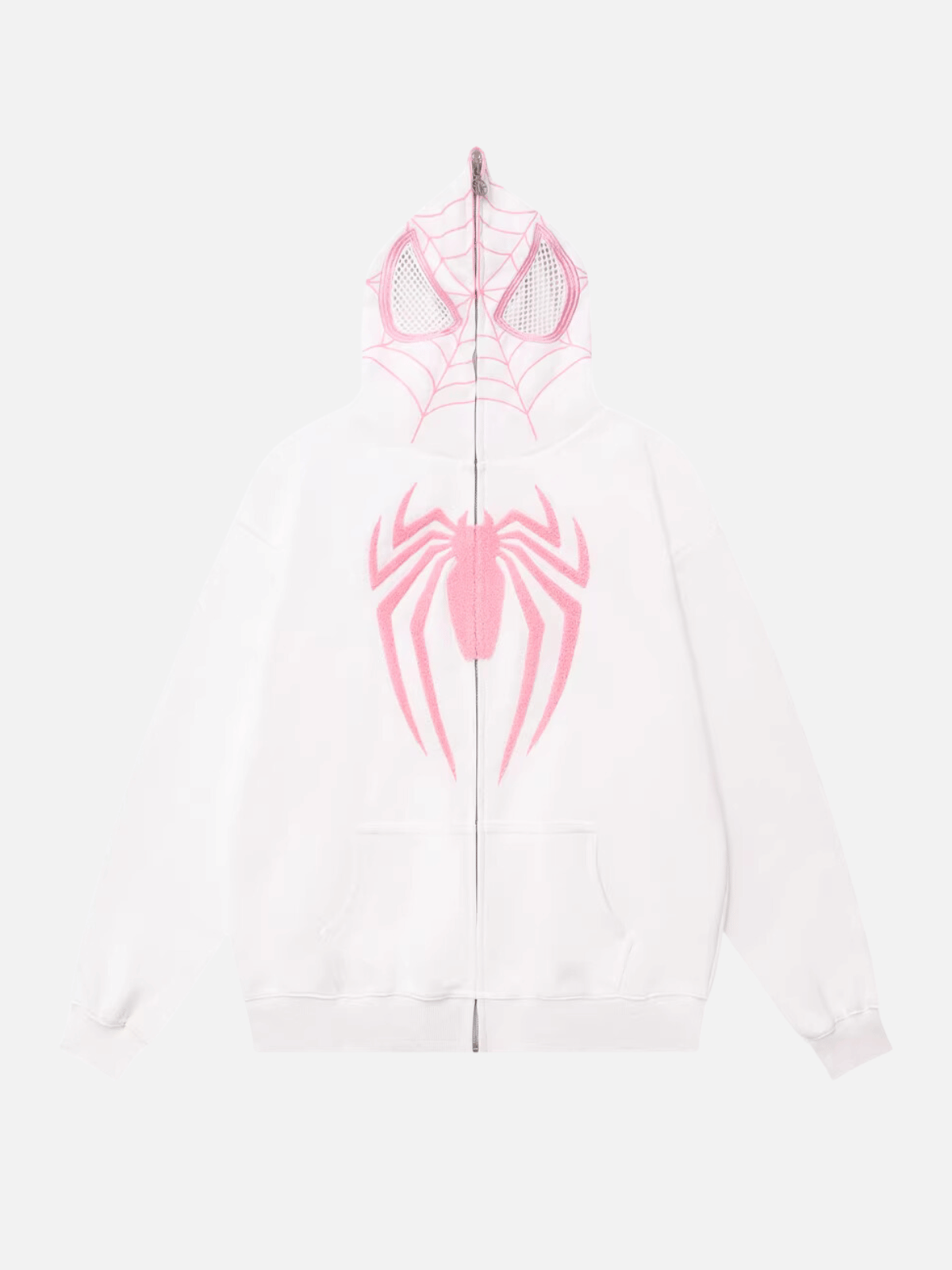 SPIDER - Embroidered Zip Up Hoodie White | TEENWEAR.EU