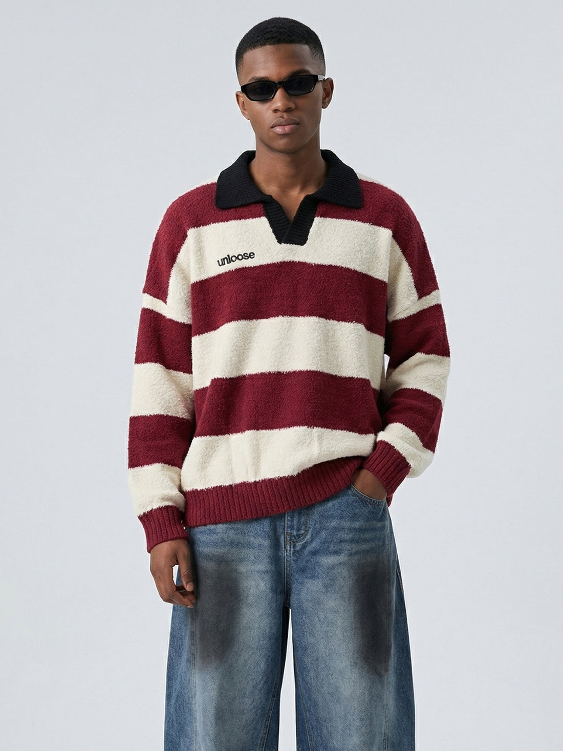 UNLOOSE - Oversized Embroidered Sweater Polo | Teenwear.eu